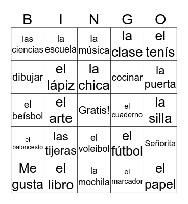 Lo Tengo!  Bingo Card