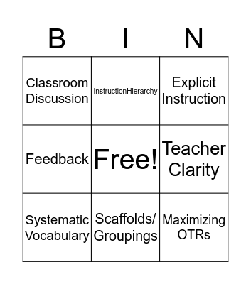 Instructional Priorities for Academics Bingo Card