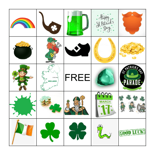 Saint Patrick's Day Bingo Card