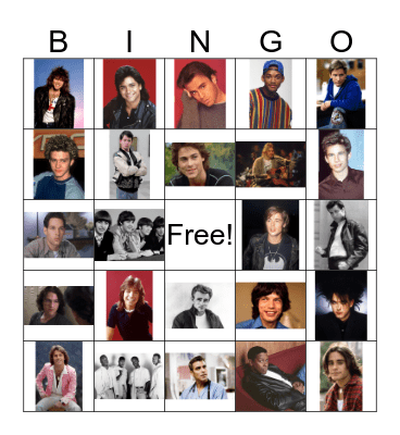 Hollywood Heart-throbs Bingo Card