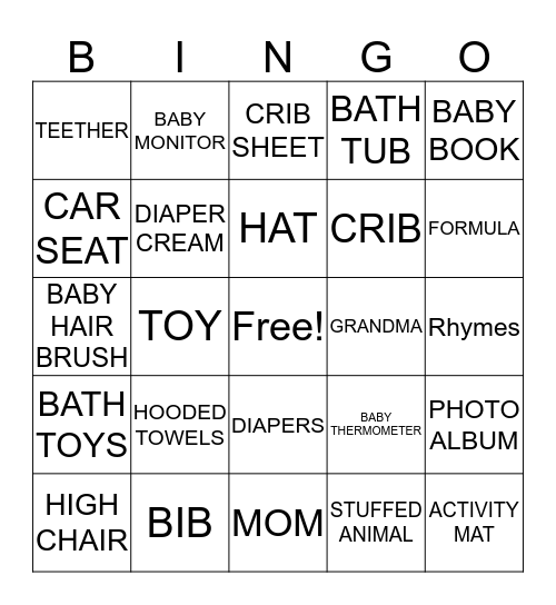 RAMEY BABY BINGO  Bingo Card