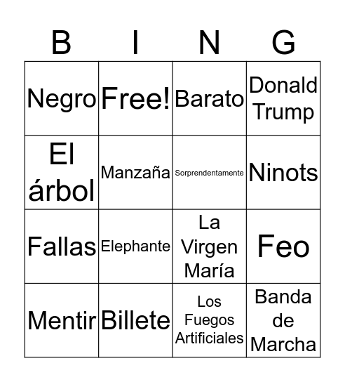 Las Fallas de Valencia Bingo Card