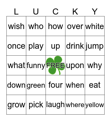 DOLCH SIGHT WORDS Bingo Card