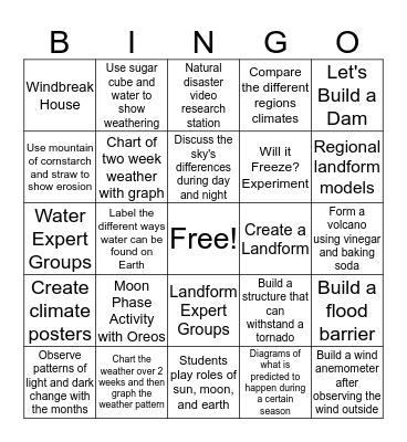 Earth and Solar Systems Bingo Card