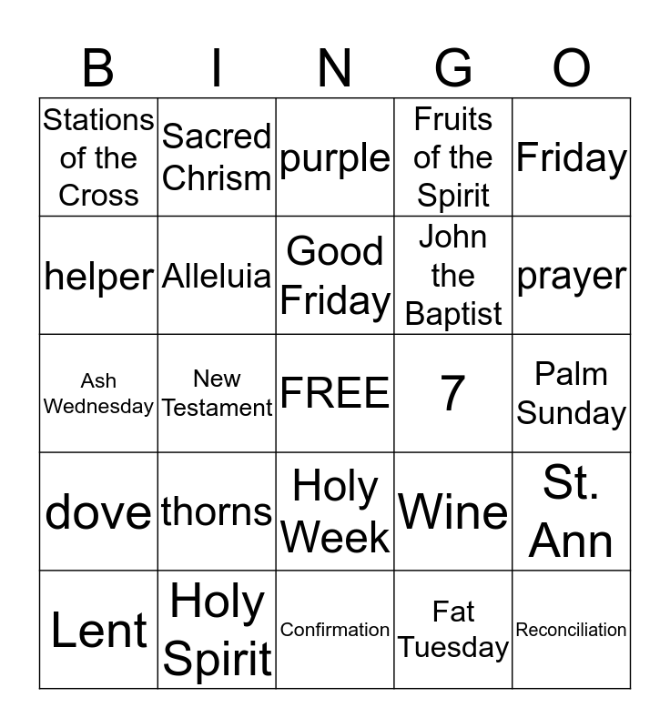 Bible Bingo Card