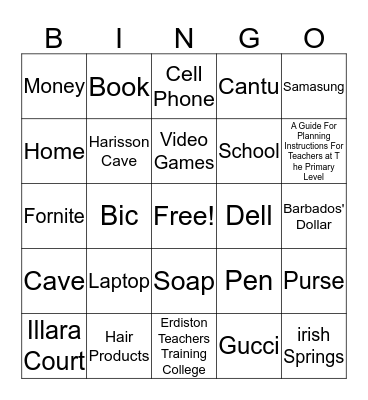 Common and Proper Nouns Bingo Card