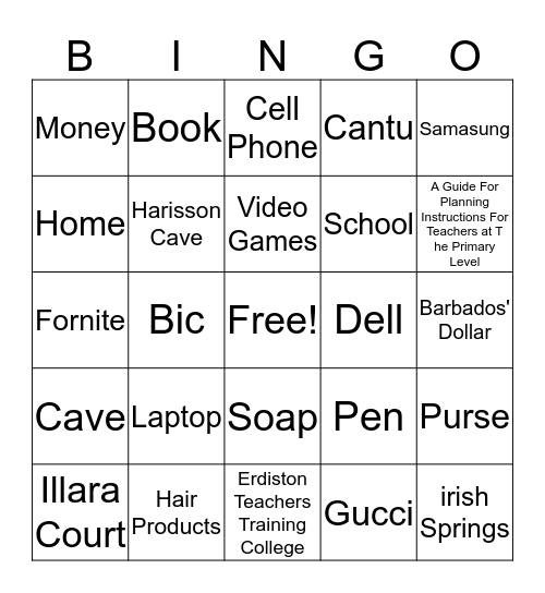 Common and Proper Nouns Bingo Card