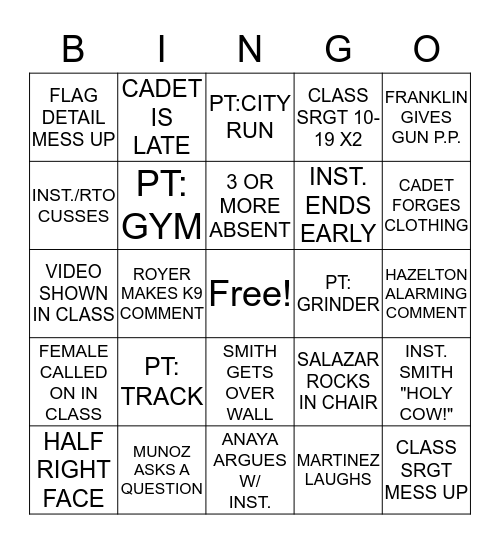 BINGO.READY.MOVE. Bingo Card