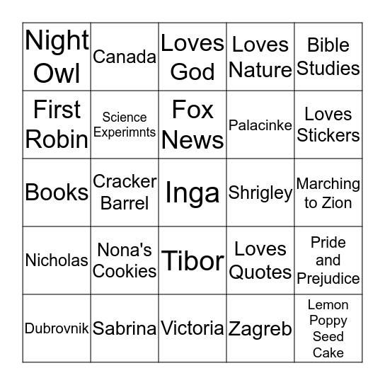 NONA'S 80TH BIRTHDAY BINGO Card