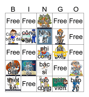 Nghề Nghiệp - Occupation Bingo Card