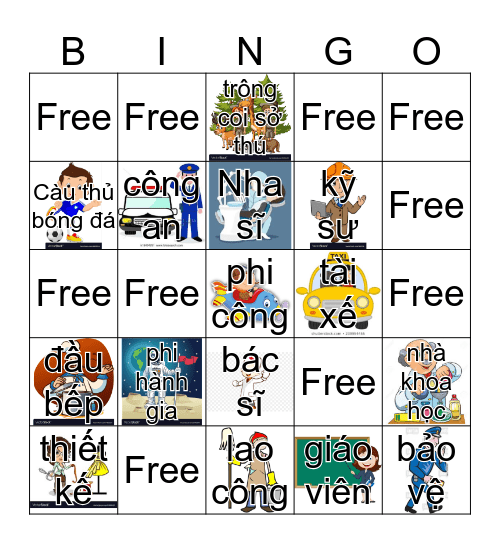 Nghề Nghiệp - Occupation Bingo Card