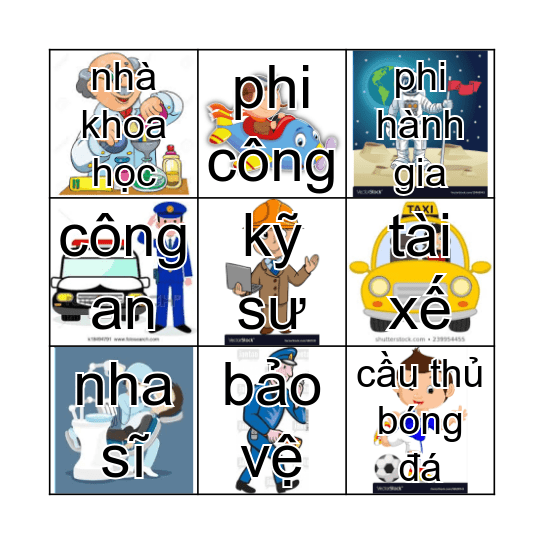 nghề nghiệp - occupation Bingo Card