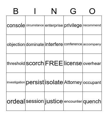 Chapter 1-2 BINGO Card