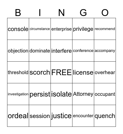 Chapter 1-2 BINGO Card