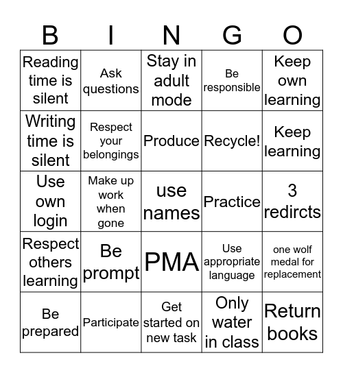 Nathans Bingo Card