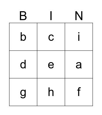 ABC Bingo Card