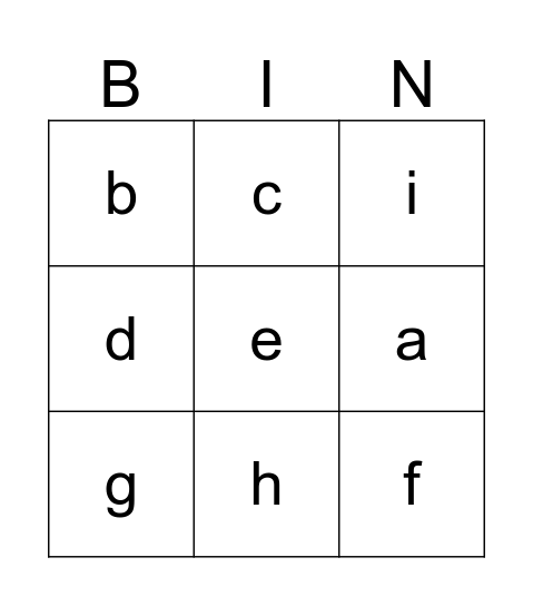 ABC Bingo Card