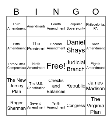 Constitution Bingo Card