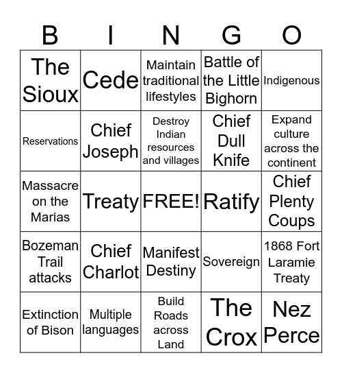 Two Worlds Collide-MT History Chapter 7 Bingo Card