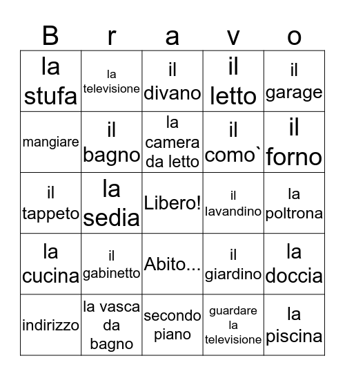 La Casa Bingo Card