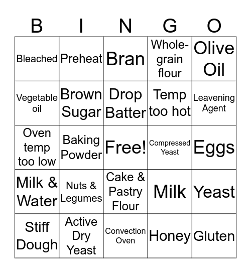 Ch. 44 Baking Basics Bingo Card