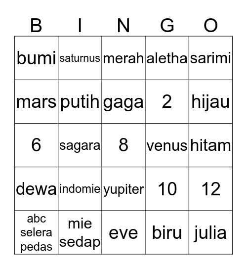 Untitled Bingo Card