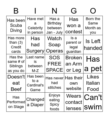 SISTAHS OF SOUL  Bingo Card