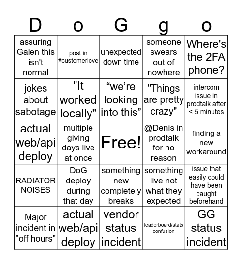 DoGgo Bingo Card