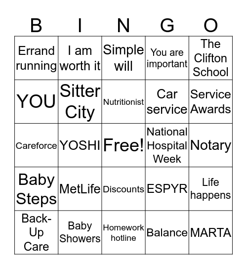 Hope and Will's BINGO Card