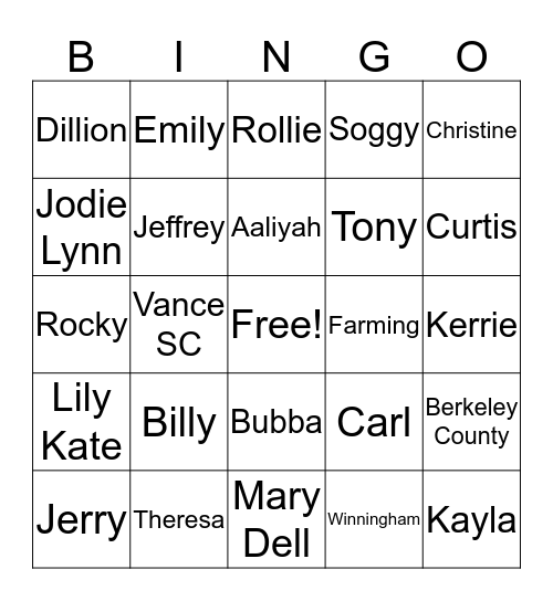 WINNINGHAM BINGO Card