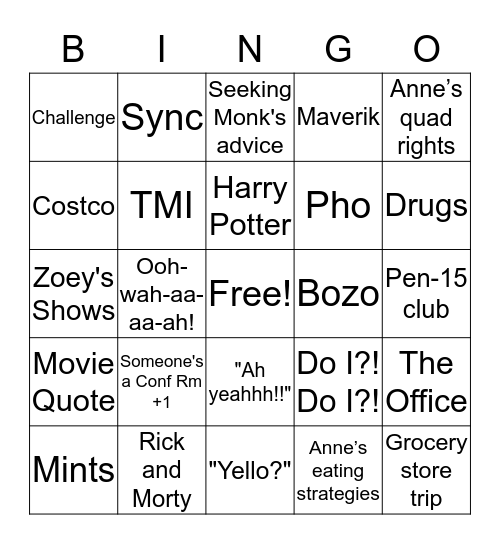 Quad Bingo Card