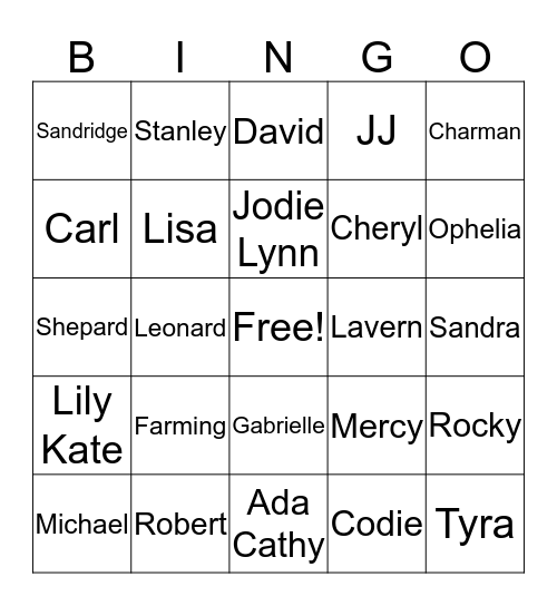 WINNINGHAM BINGO Card