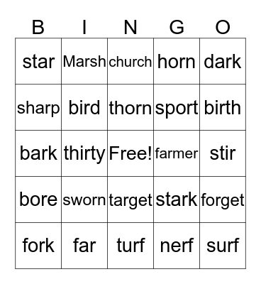 R-Control Bingo Card