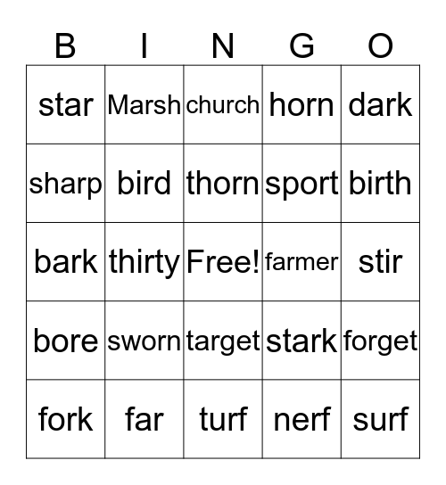 R-Control Bingo Card