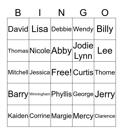WINNINGHAM BINGO Card