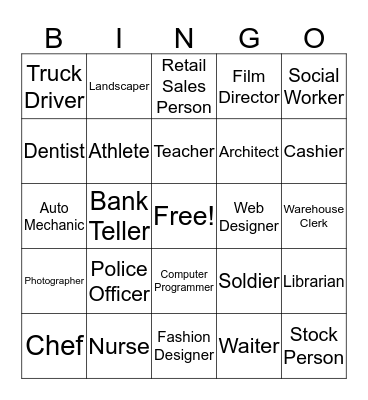 Careers Bingo Card