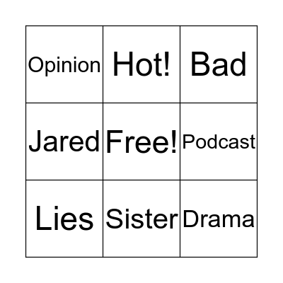 Sister Bingo Time! Bingo Card