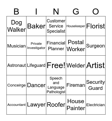 Careers II Bingo Card