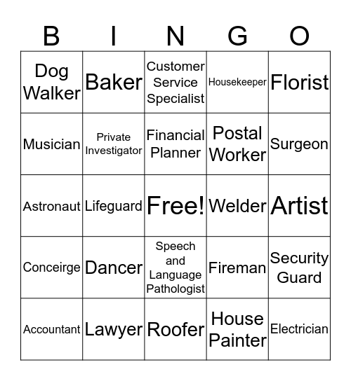 Careers II Bingo Card