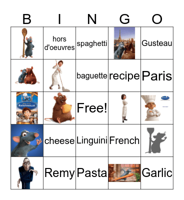 Ratatouille Bingo Card