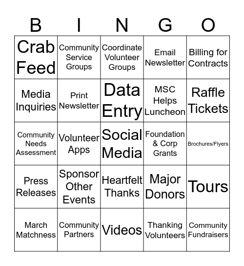 MSC Development BINGO! Bingo Card