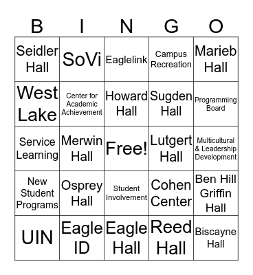 FGCU Bingo Card