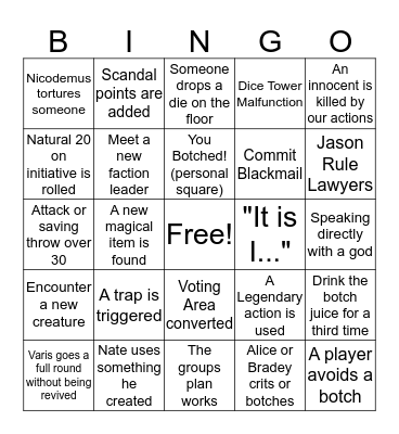 Game Night Inspirational Bingo Card