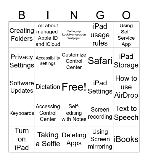 iPad Bingo Card