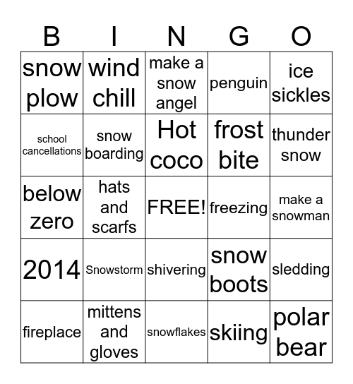 Winter Bingo Card