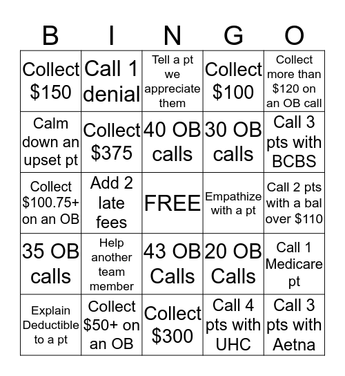 COLLECTIONS Bingo Card