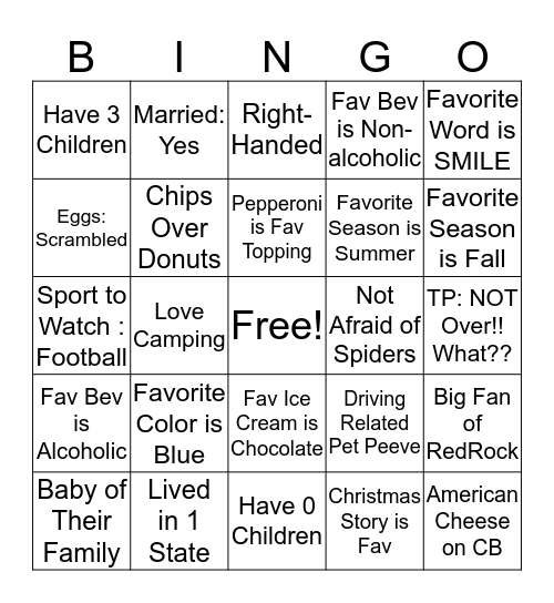 REDROCK BINGO - ENJOY! Bingo Card