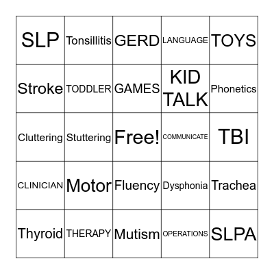 LYNNE ALBA SPEECH THERAPY Bingo Card