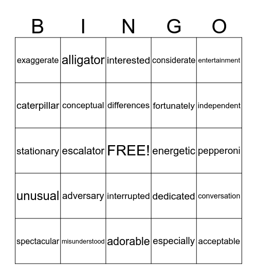 Untitled Bingo Card