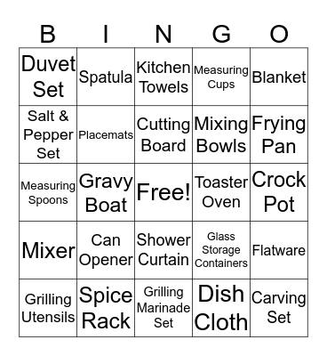 Kaitlyn's Bridal Shower Bingo Card